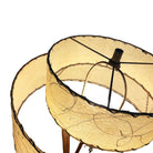 Restored Hourglass Palm Shaped Rattan & Mahogany Lamp w/ Whipple Stitch Shade
