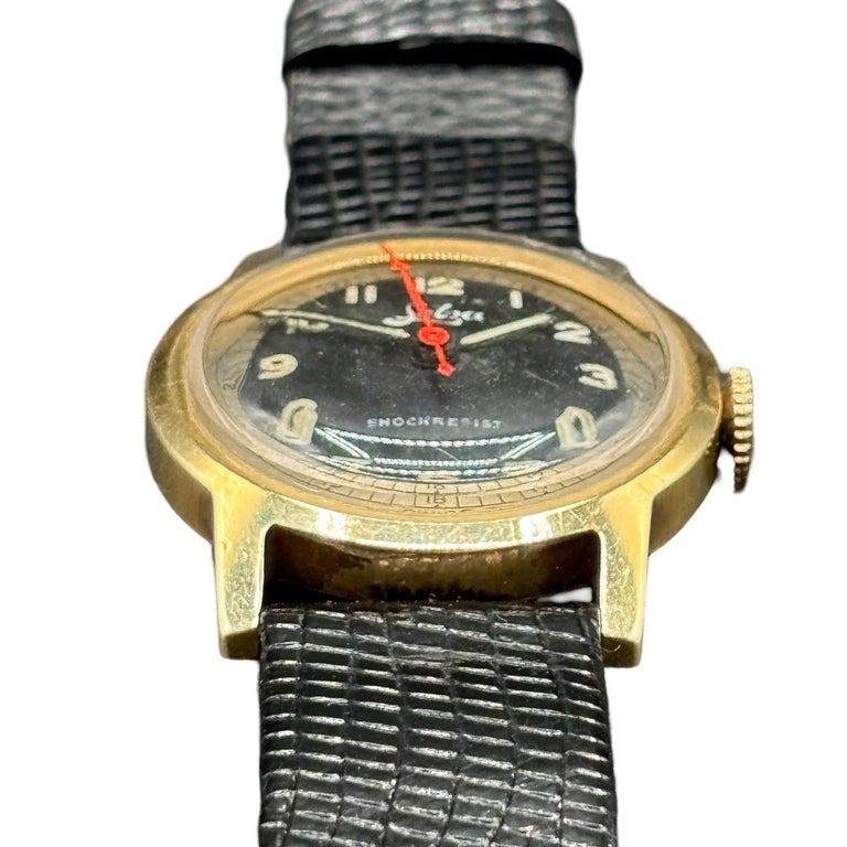 Selza Automatic WWII Military Aviation Pilot Cold Capped 14K Gold Watch