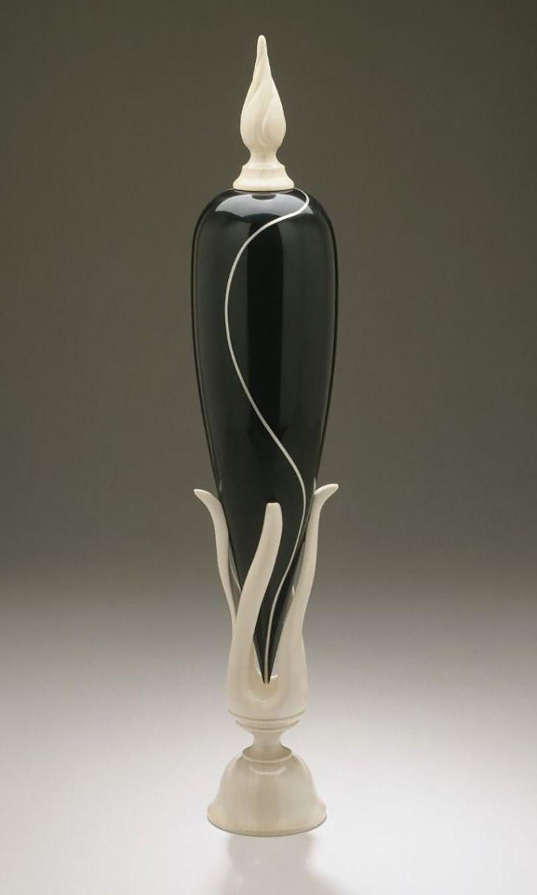 Sculpted Ebony, Silver and Maple "Hollow Vessel" #23 by Don Comer LACMA