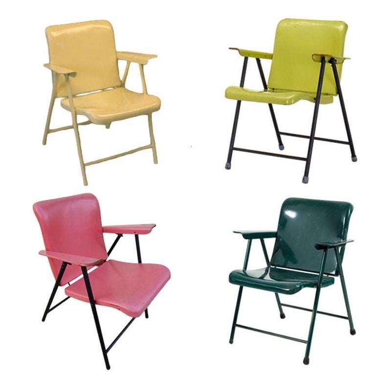 Russel Wright Outdoor/Patio Steel Folding Chair by Schwayder Bros, 5 Available