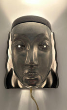Art Deco Style Female Face Mask Wall Sconce