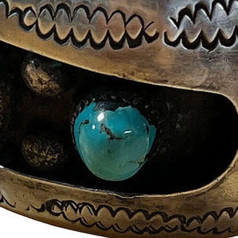 Vintage Navajo KY Sterling Silver Turquoise Coral Cuff Bracelet