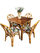 Restored Rattan 3-Strand "Hour Glass" Dining Table & Chairs Dining Set