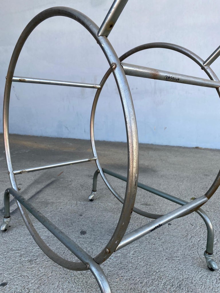 Bauhaus Inspired Art Deco Chrome Tubular Bar Cart