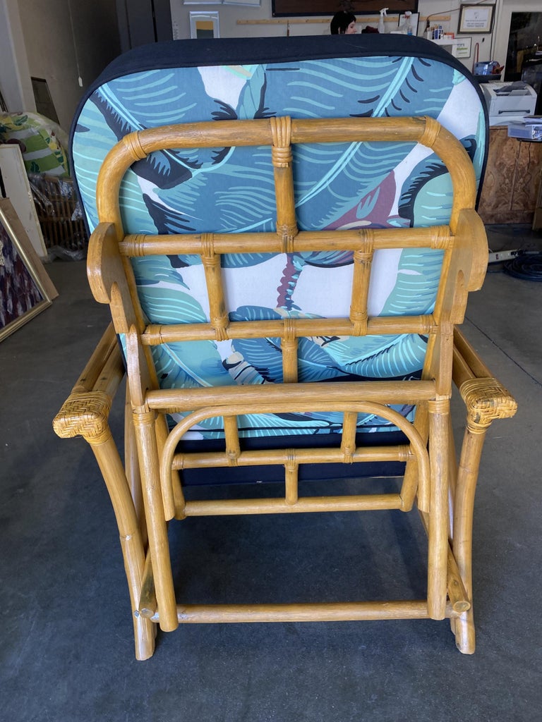 Restored Two-Strand "40s Transition" Adjustable Rattan Lounge Chair