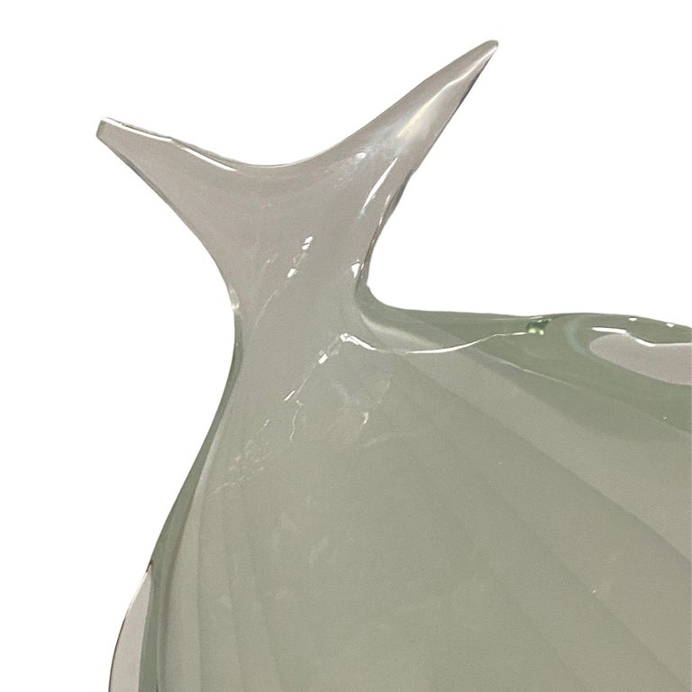 Murano Crystal Glass Angel Fish Sculture On Wave by Licio Zanetti