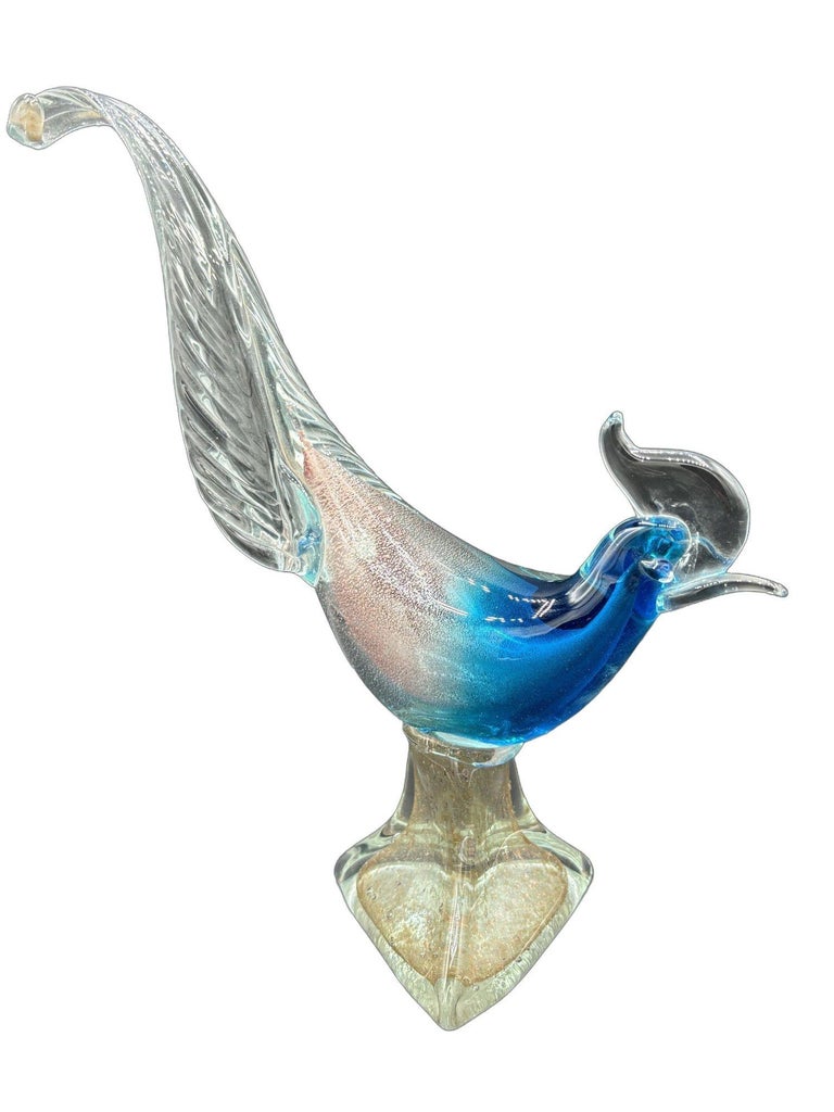Mide-century Murano Pheasant Art Glass Sculpture attributed to Barovier & Toso