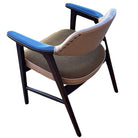 Mid-Century Dark Oak Accent Armchairs w/ Beige Seat By Paoli Furniture, Set of 3