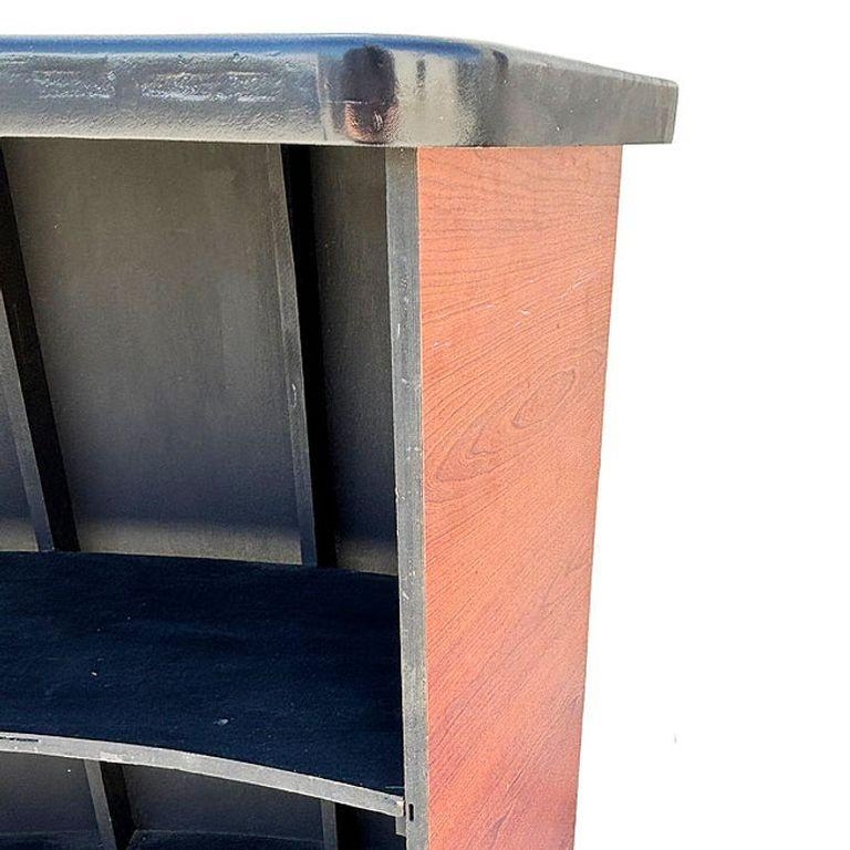 Bespoke Modernist Curved Walnut Dry Bar w/ Black Lacquer Top