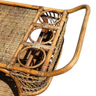 Restored Art Deco Stick Rattan Two-Tier Bar Cart w/ Woven WickerTops
