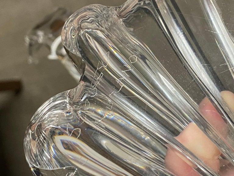 Large Hand-Blown Murano Crystal Leaded Glass Dolphin Sculpture Archimede Seguso