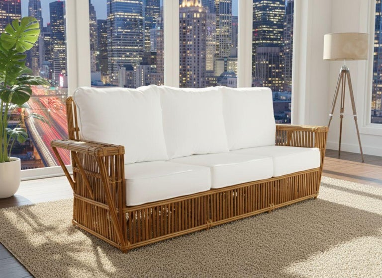 Presidents Stick Reed Rattan Nantucket 3 Seat Sofa