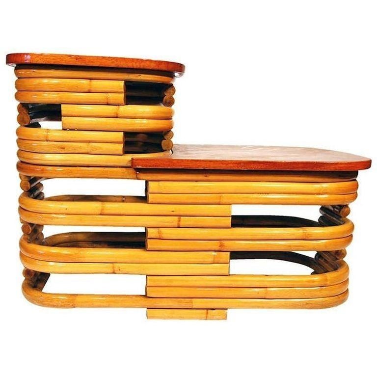 Restored Mid-Century Rattan and Mahogany Living Room Set