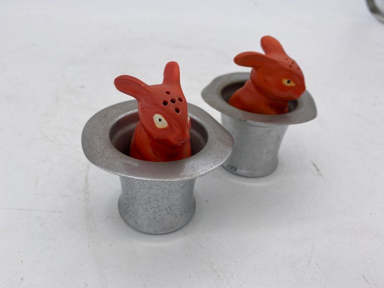 Magician Silver Bunny in a Hat Rabbit Figural Collection