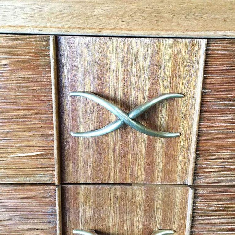 Restored Mid-century Paul Frankl Combed Wood Chest of Drawers for Brown Saltman