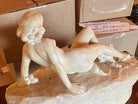 Hand Carved Nude Light Alabaster Glamour Sculpture, Circa 1920