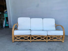 Rare Restored "1940s Transition" Rattan Sofa and Lounge Chair Living Room Set