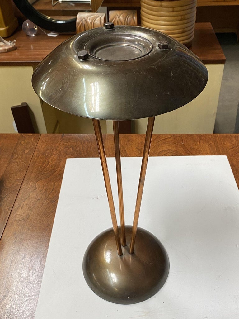 High Style Machine Age Bronze and Copper Art Deco Ashtray