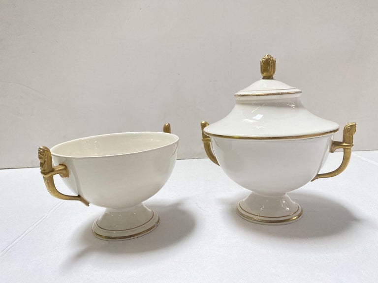1910's Italian Ivory and Gold Sugar Holders/ Bowls with Lid
