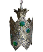 Hollywood Regency Jewel Prisms Filigree 5 Light Hanging Chandelier, Circa 1950