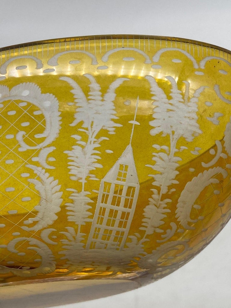 Bohemian Amber-Flashed Glass Bowl Flared Form, Circa 1900