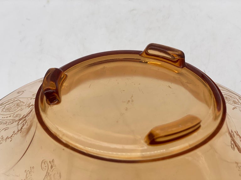 Vintage Bohemian Peach Intaglio Glass Fruit Bowl, Circa 1930