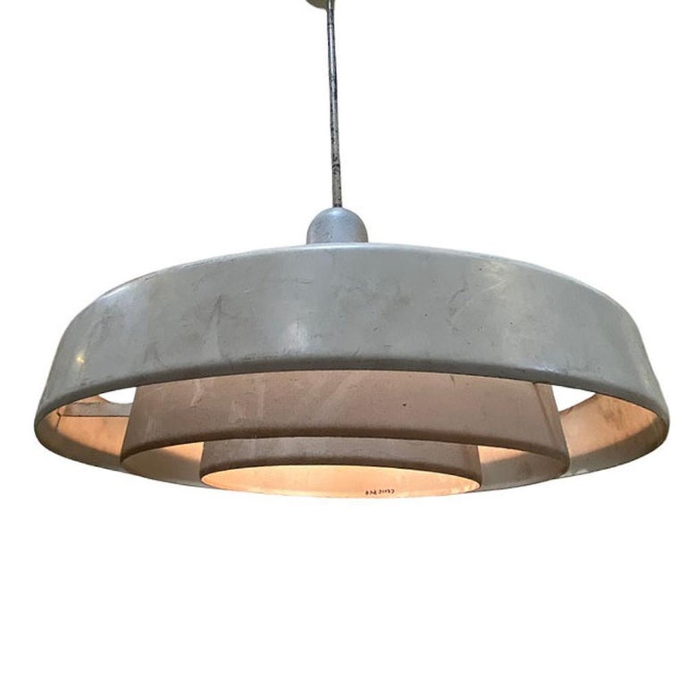 Mid-Century "Saturn" Ceiling Steel 19" Pendant by Kurt Versen, 22 Available