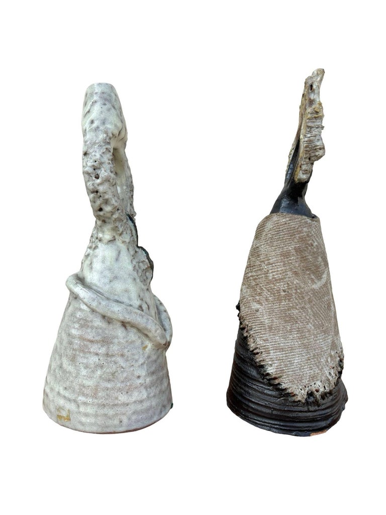 Terracota Glazed Anthropomorphic Sculpture Male and Female signed by Artist