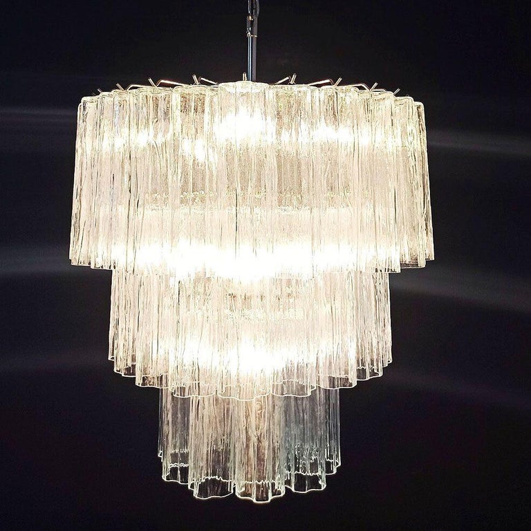 Mid-century Murano Glass Tronchi Pendant Chandelier by Venini