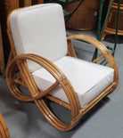 Restored Rattan Three-Strand Full Pretzel Lounge Chair and Three-Seat Sofa Set