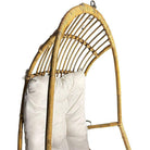 Restored Mid-century Rattan & Wicker Hanging Cocoon Egg Chair w/ Stand