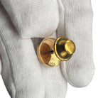 Round 14-Karat Pearl Cufflinks with Bullet Back Clasp and tie Pin
