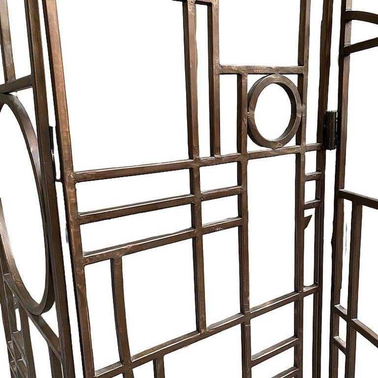 Post Modern Copper Tone Geometric Folding Room Divider by Robert Sonneman