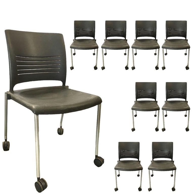 Vintage Dark Grey Plastic Rolling Desk Chairs by Giancarlo Piretti for Strive