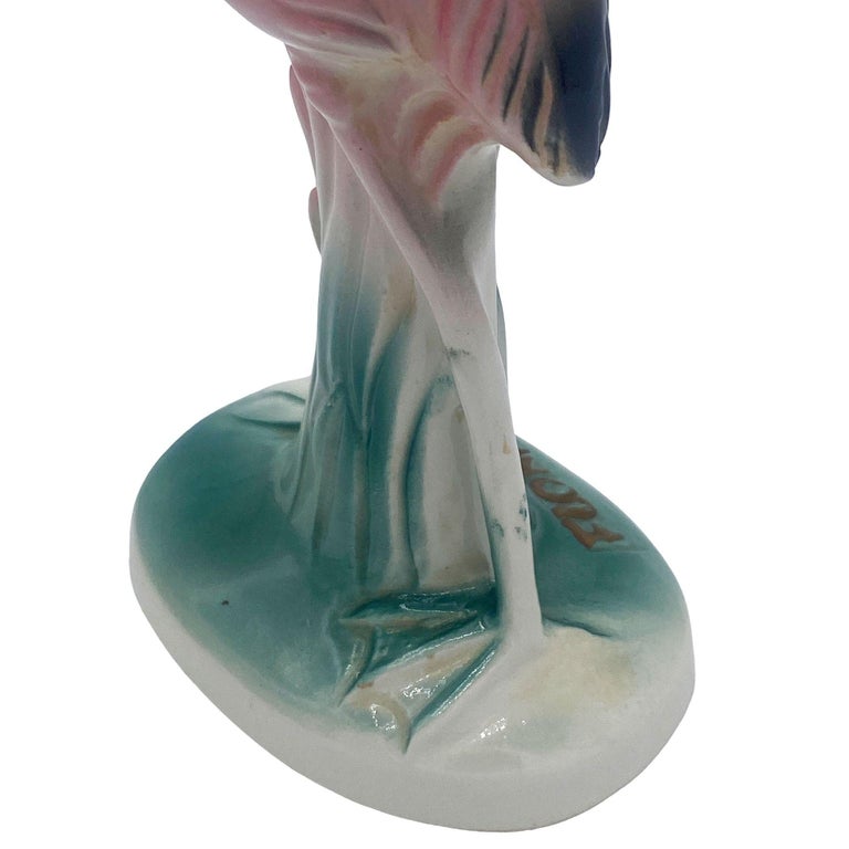 Mid-century "Meeting in Florida" Matching Ceramic Pink Flamingo Statues, Pair