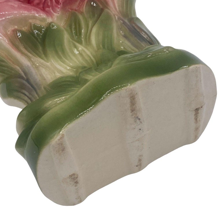 Rare Mid-century Ceramic California Pottery Tropical Flamingo Flower Wall Vase