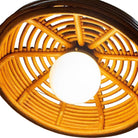 Restored Mid-century Hanging Rattan Ceiling Lamp Chandelier w/ Center Globe