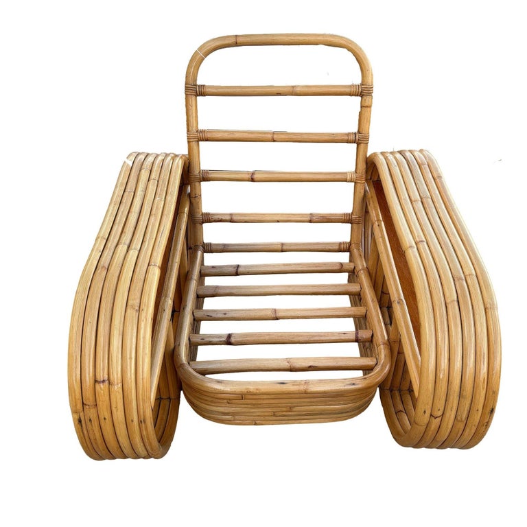 Restored Rattan Six-Strand Shelf Arms Sofa and Chair Set