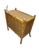 Victorian Chinoiserie Tiger Bamboo Nightstand with Hand-Painted Lacquer Front