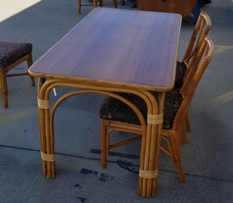 Ficks Reed Restored Rattan Dining Room Table and Chairs Set