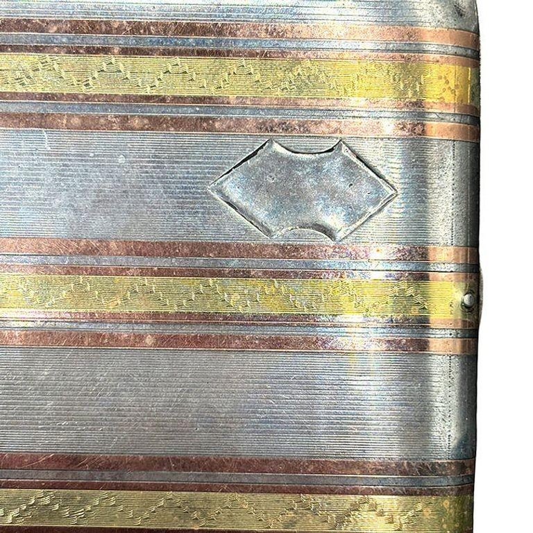 Sterling Silver Art Deco Cigarette Case w/ 18k Gold Inlay by Marathon