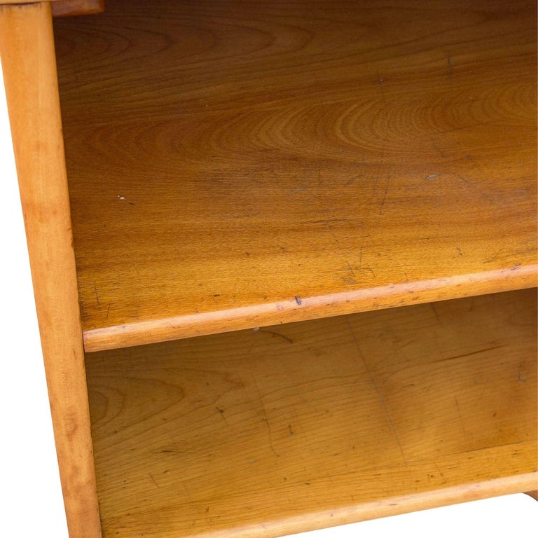 Restored Heywood Wakefield Blond Birch End Table w/ Rattan Legs