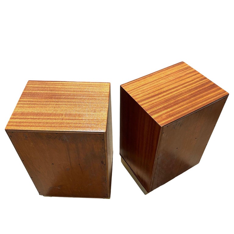 Pair of Teak and Mahogany Mid Century Nightstands by Edward Wormley for Dunbar