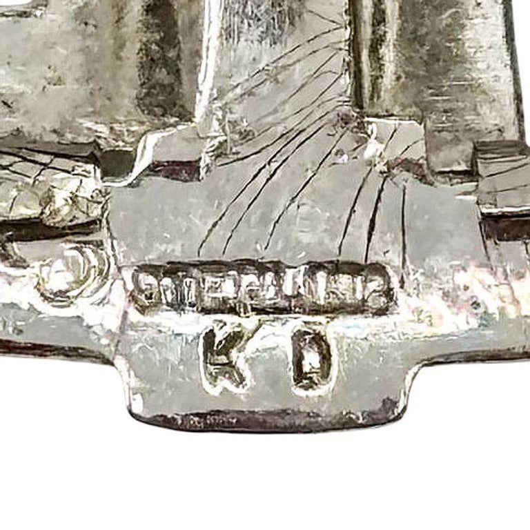 Vintage Sterling Silver Cufflinks w Mono Initials "SH" or "HS" with Faux Diam