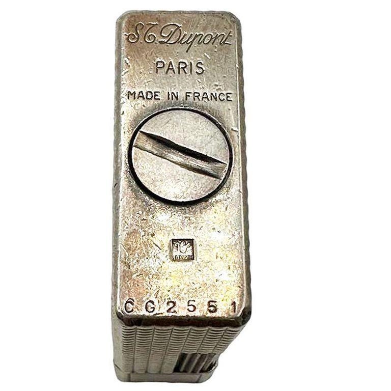 French Modern Silver & Gold Plate Gas Pocket Guilloché Lighter by S.T. Dupont