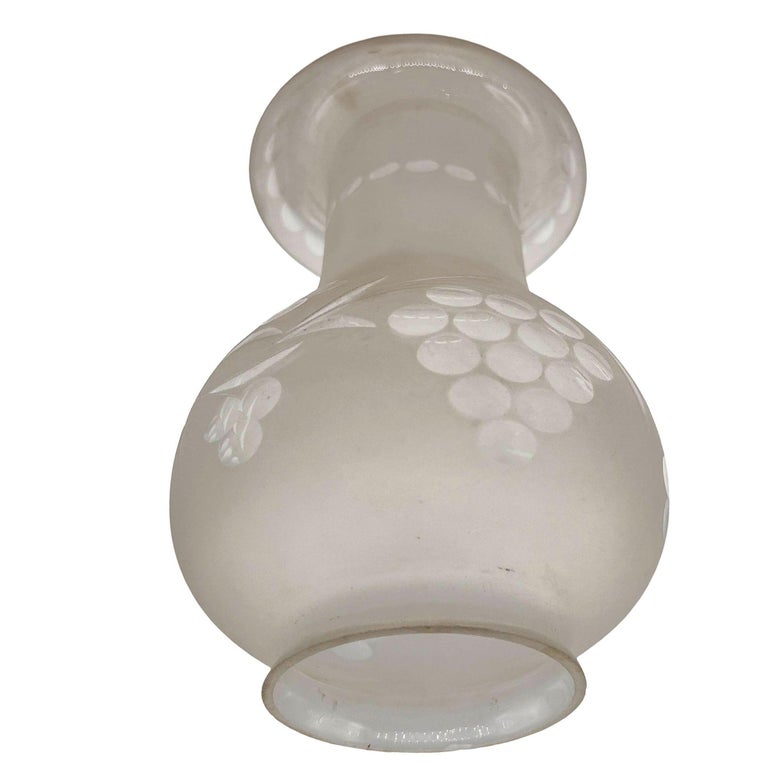 Victorian Frosted Wheel Cut Glass Oil Lamp Fluted Hurricane Shade