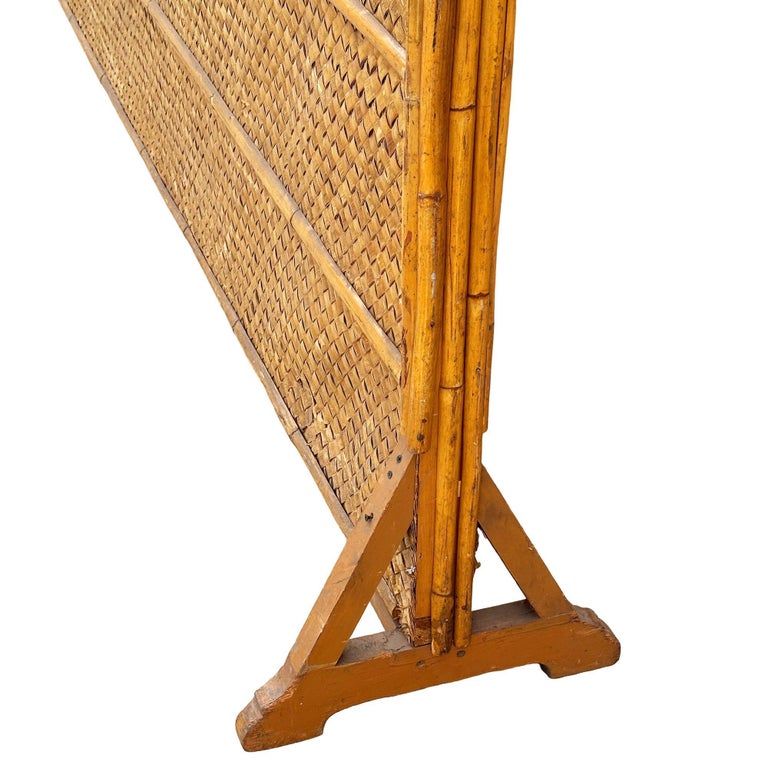 Art Deco 9' Foot X 6' Foot Rattan & Woven Wicker Wall Divider Screen