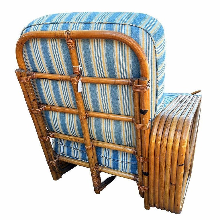 Restored MCM Rattan Six Strand Square Pretzel Table & Seating Livingroom Set