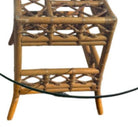 Restored Mid-century Rattan Dining Table & Chairs w/ Leopard Print Cushions