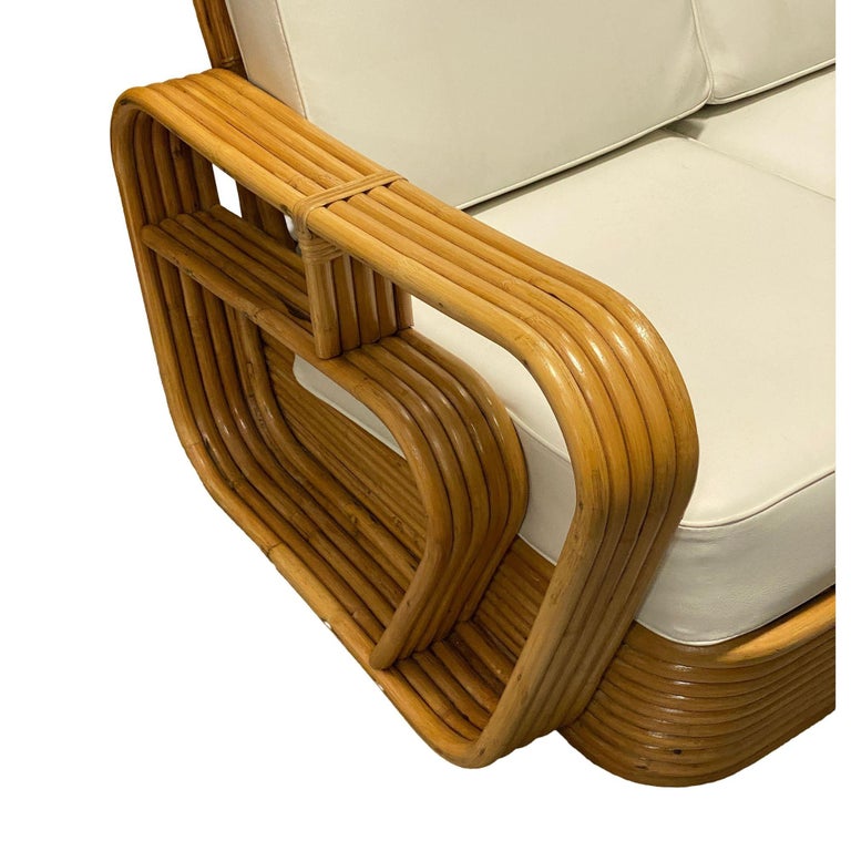 Restored 5-Strand Rattan "Double-Speed" Arm Sofa & Lounge Chair Living Room Set